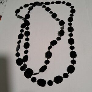 black funky flat beaded necklace
